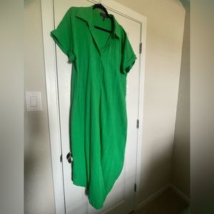 Bright green maxi shirtdress